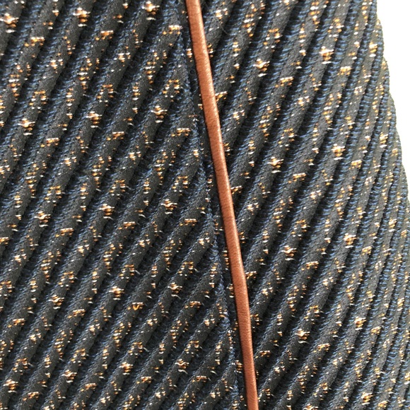 Women’s Theory Brown Leather and Navy Blue Tweed Dress 2 - Picture 5 of 7